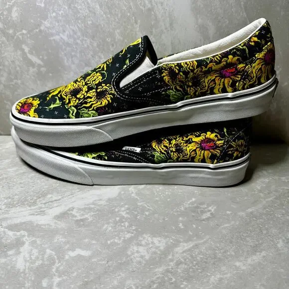Vans Beauty Skull & Flowers Classic Slip-On Canvas Sneakers Unisex - Picture 8 of 14
